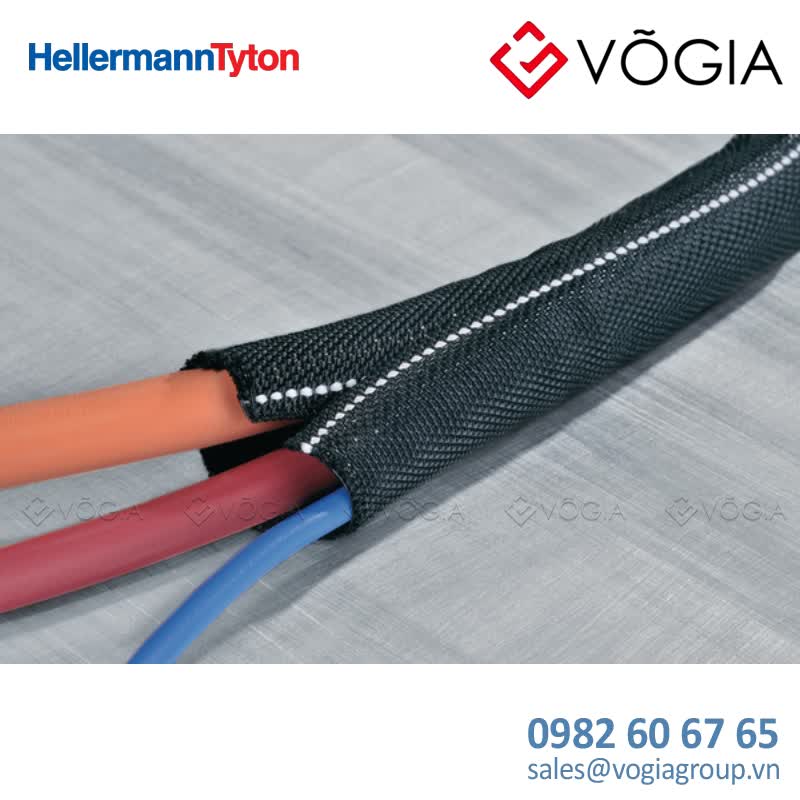 Vỏ bọc cáp - Self-closing sleeving, 16 - 19 mm, PET, flame-retardent, black with white identification yarn, 25 m - Twist-In-FR 19-PET-BK