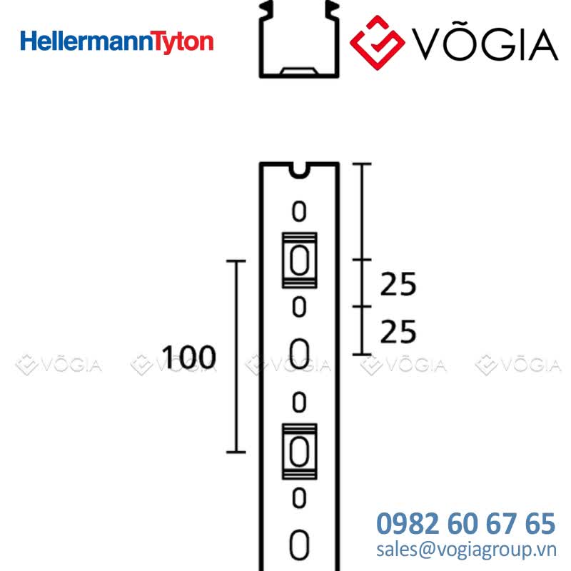 Ống luồn dây điện - Wiring duct 40x60 mm, 2000 mm, PVC, grey, for large-diameter wires - HTWD-PW-40X60-PVC-GY