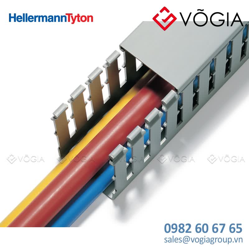 Ống luồn dây điện - Wiring duct 25x30 mm, 2000 mm, PVC, grey - HTWD-PW-25X30-PVC-GY