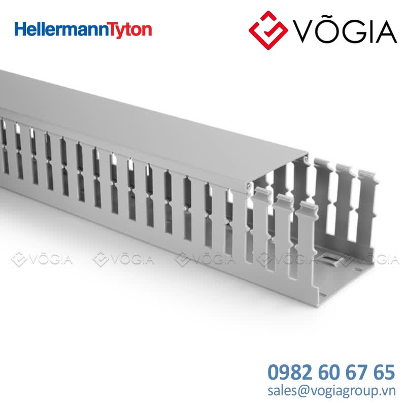 Ống luồn dây điện - Wiring duct 25x60 mm, 2000 mm, PVC, grey - HTWD-PW-25X60-PVC-GY