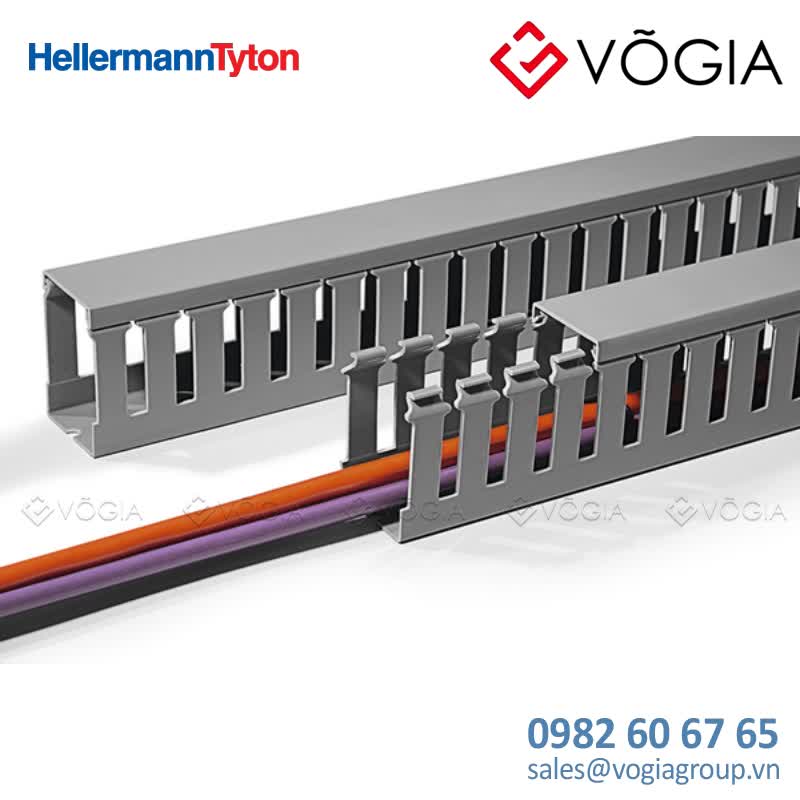 Ống luồn dây điện - Wiring duct 25x60 mm, 2000 mm, PVC, grey - HTWD-PW-25X60-PVC-GY