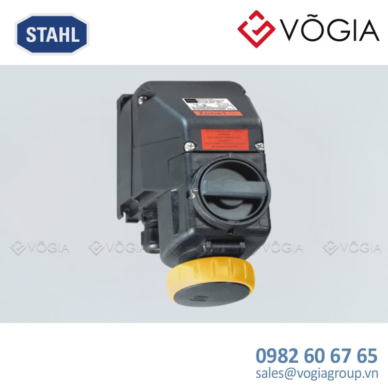 Ổ cắm gắn tường chống cháy nổ 8570/11-304-S-01-0-00-XXX, 16 A wall-mounting socket, Polyamide, 100  130 V AC Yellow, 1 P + N + PE, 4 h, M25 x 15, 7 - 17 mm, Polyamide, Zone 1, 2, 21, 22