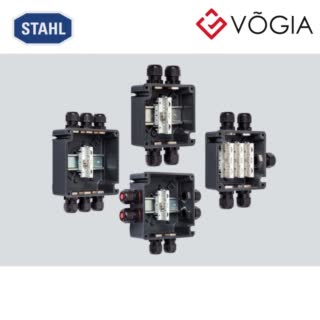 Hộp đấu nối GRP chống cháy nổ Ex e terminal box, 440 V, 1x WAGO 221-482, 3x M25 x 15 Polyamide cable gland, black, 1x M25 x 15 Polyamide stopping plug, 1x Mounting rail 35 x 100 mm, Zone 1 - 8118/122-105-0