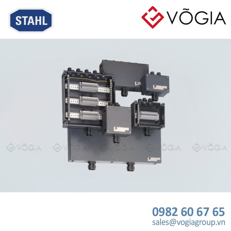 Hộp đấu nối GRP chống cháy nổ Ex e terminal box, Polyester resin, 690 V, 1x 2-conductor, 25 mm2, grey, 2x 2-conductor, 25 mm², green-yellow, 6, 1x Mounting rail 35 x 90 mm, Zone 1/2/21/22 - 8146/1031