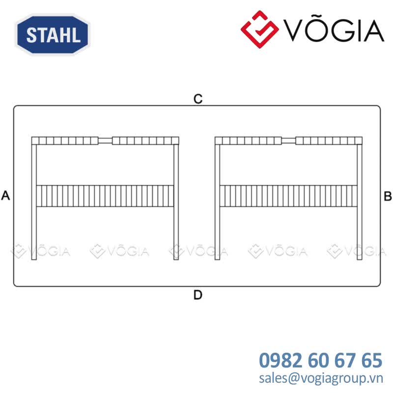 Hộp đấu nối GRP chống cháy nổ Ex i terminal box, Polyester resin, 60 V, 1x 2-conductor, 25 mm2, blue, 104, 1x Mounting rail 35 x 637 mm, Zone 1/2/21/22 - 8146/2093