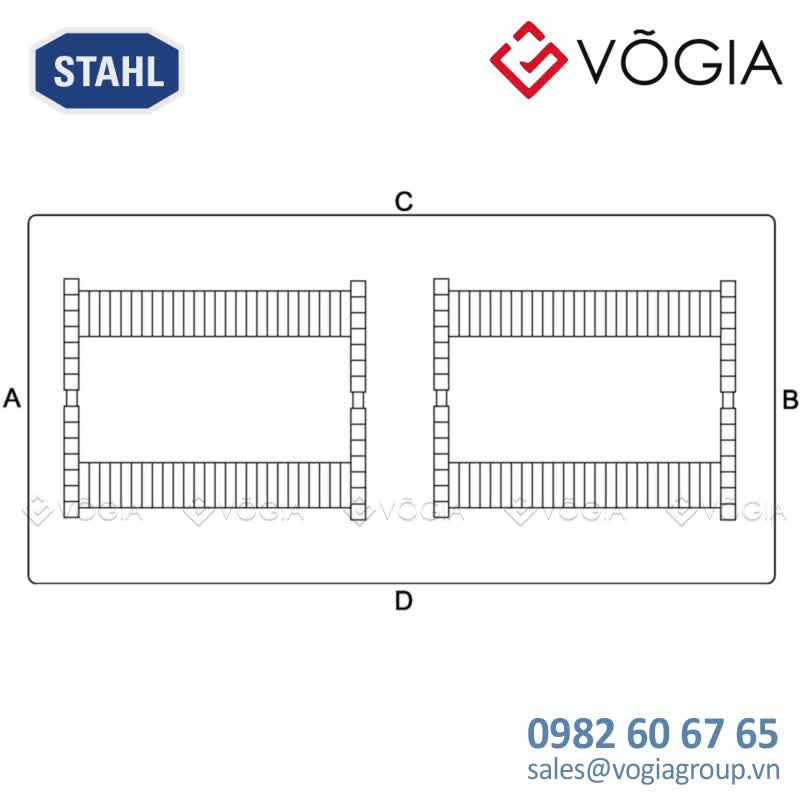 Hộp đấu nối GRP chống cháy nổ Ex i terminal box, Polyester resin, 60 V, 1x 2-conductor, 25 mm2, blue, 196, 2x Mounting rail 35 x 637 mm, Zone 1/2/21/22 - 8146/2093