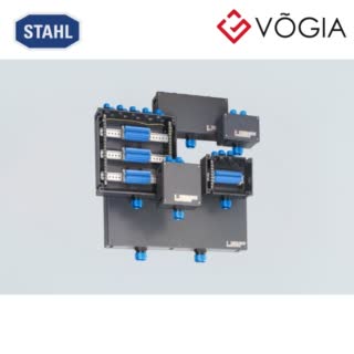 Hộp đấu nối GRP chống cháy nổ Ex i terminal box, Polyester resin, 60 V, 1x 2-conductor, 25 mm2, blue, 1x 2-conductor, 25 mm², grey, 49, 1x Mounting rail 35 x 301 mm, Zone 1/2/21/22 - 8146/2073