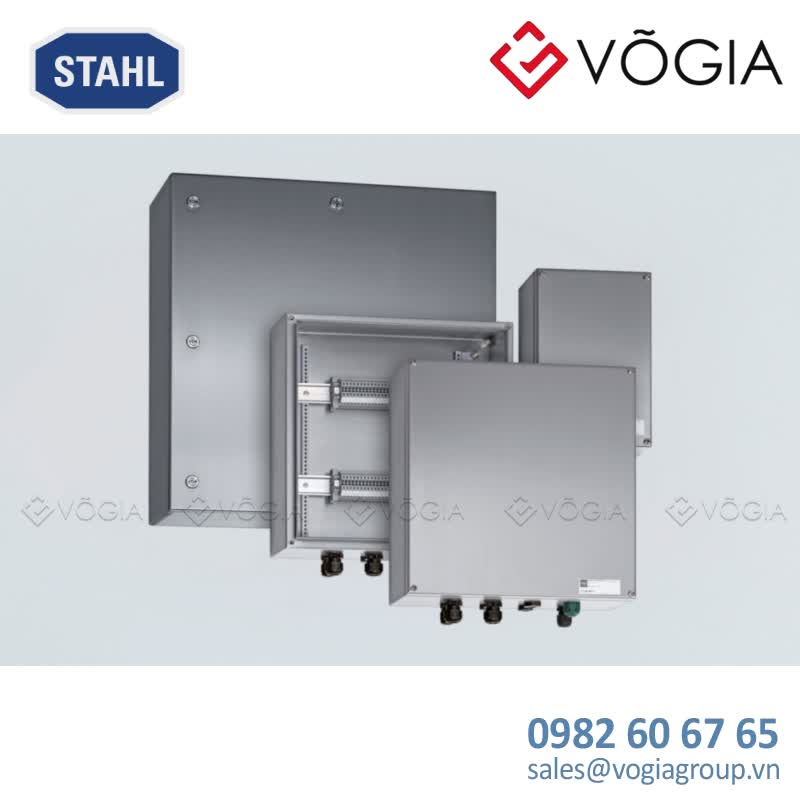Hộp đấu nối inox chống cháy nổ Ex e terminal box, Stainless steel 14404, 690 V, 63, Dimensions (WxHxD): 400 x 300 x 150 mm, 1xMounting rail 35 x 358 mm,1x2-conductor, 25 mm2, grey, Zone 1/2/21/22 - 8150/1-0400-0300-150-3311